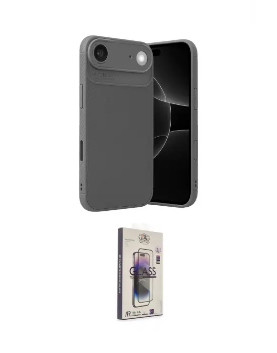 ieg™ iPhone 17 Air Kılıf Eksen Form Prime - Siyah Bilvis 3D Cam Ekran Koruyucu