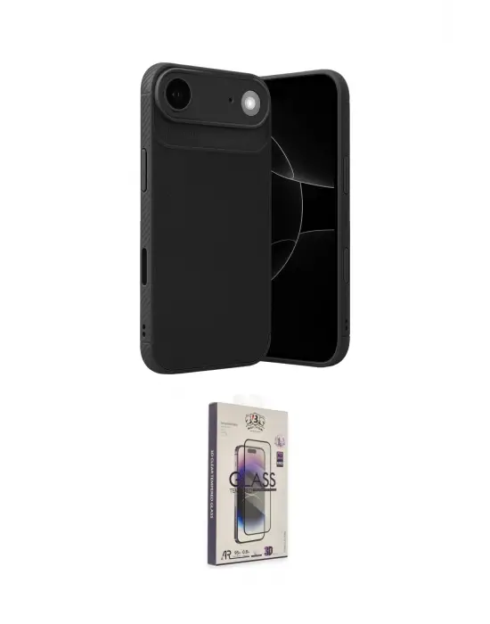 ieg™ iPhone 17 Air Kılıf Eksen Form Prime - Siyah Bilvis 3D Cam Ekran Koruyucu