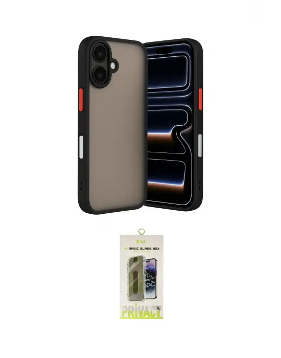 ieg™ iPhone 17 Kılıf Ahenk Çizgi Serisi - Siyah Joko Magic 5D Hayalet Cam