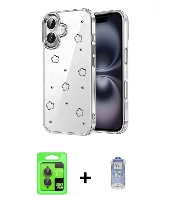 ieg™ iPhone 17 Kılıf Yörünge Form - Siyah Joko Magic 5D Cam + Raze Metal Kamera Lens - GI