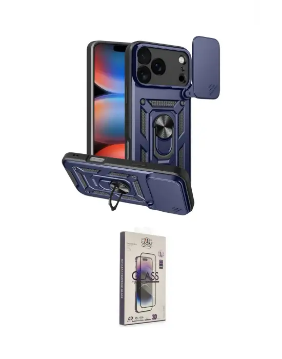 ieg™ iPhone 17 Pro Max Kılıf Ahenk Klasik - Siyah Bilvis 3D Cam Ekran Koruyucu