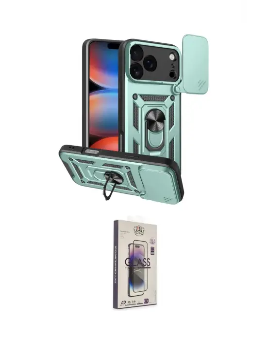 ieg™ iPhone 17 Pro Max Kılıf Ahenk Klasik - Siyah Bilvis 3D Cam Ekran Koruyucu