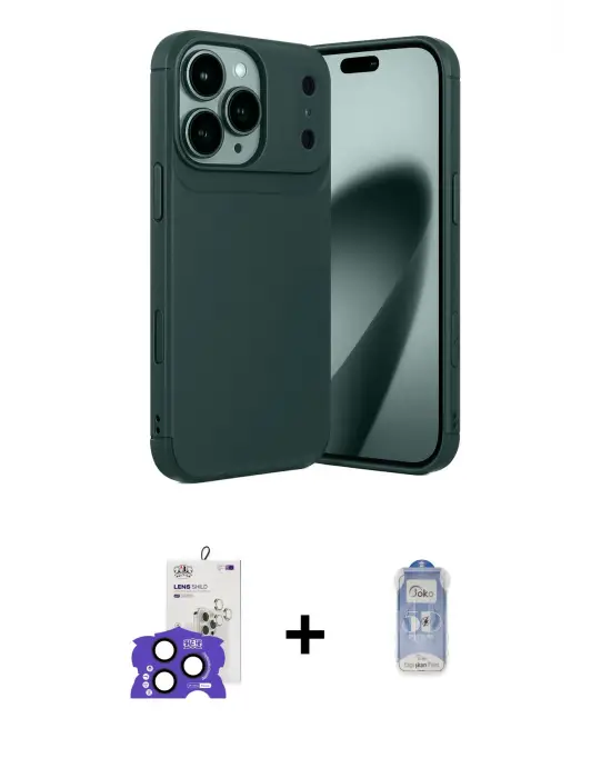 ieg™ iPhone 17 Pro Max Kılıf Eksen Form Prime - Siyah Joko Magic 5D Cam + Bilvis Titan Kamera Lens - LT