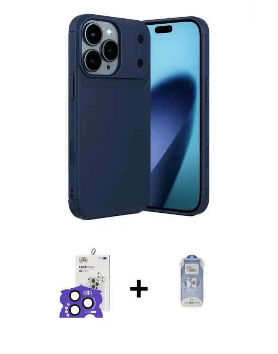 ieg™ iPhone 17 Pro Max Kılıf Eksen Form Prime - Siyah Joko Magic 5D Cam + Bilvis Titan Kamera Lens - LT