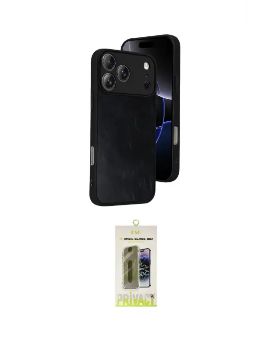 ieg™ iPhone 17 Pro Max Kılıf Kıvılcım Işık Serisi - Siyah Joko Magic 5D Hayalet Cam