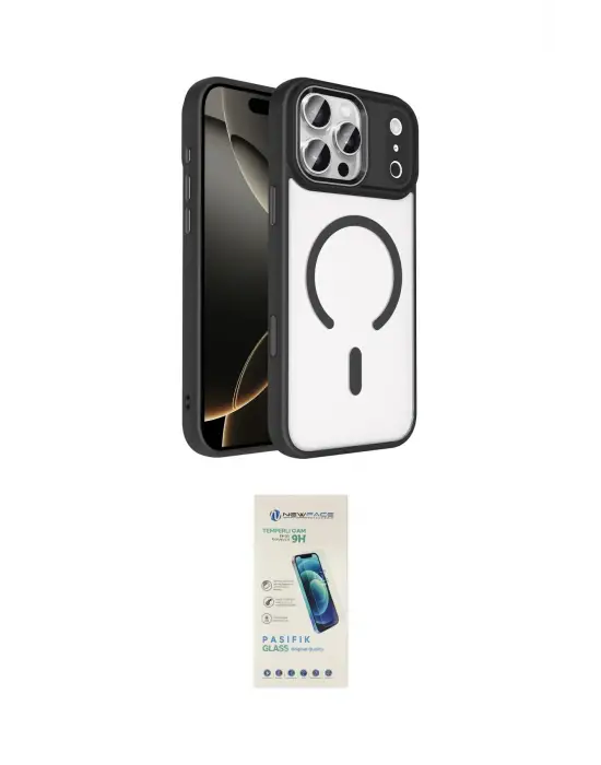 ieg™ iPhone 17 Pro Max Kılıf Kıvılcım Prime - Şeffaf Pasifik Cam Ekran Koruyucu