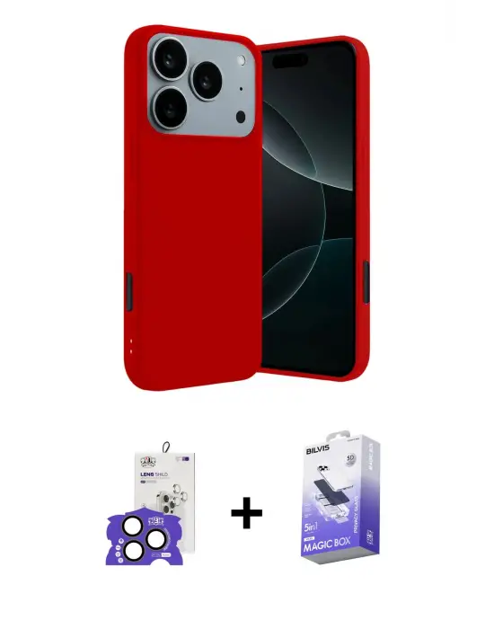 ieg™ iPhone 17 Pro Max Kılıf Kozmos Yansıma Özel Seri - Siyah Bilvis 5in1 5D Magic Hayalet Cam Ekran Koruyucu + Bilvis Titan Kamera Lens - NLGY