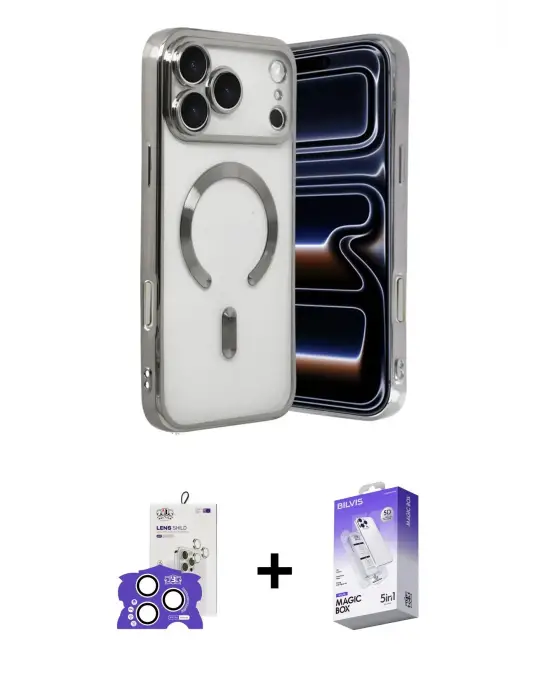 ieg™ iPhone 17 Pro Max Kılıf Nova Işık Özel Seri - Siyah Bilvis 5in1 3D Magic Cam Ekran Koruyucu + Bilvis Titan Kamera Lens - GS
