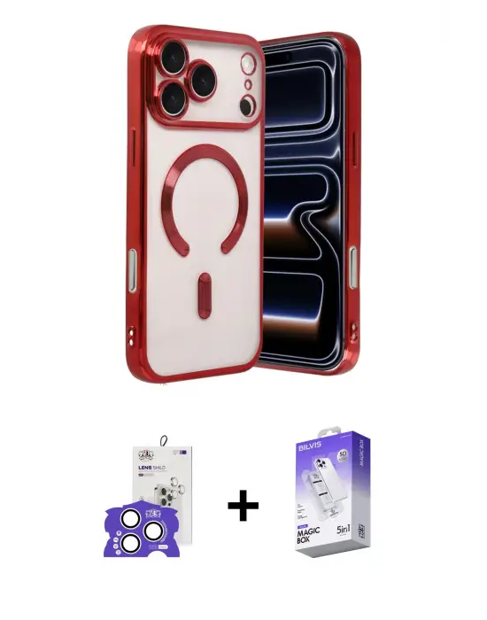 ieg™ iPhone 17 Pro Max Kılıf Nova Işık Özel Seri - Siyah Bilvis 5in1 3D Magic Cam Ekran Koruyucu + Bilvis Titan Kamera Lens - GS