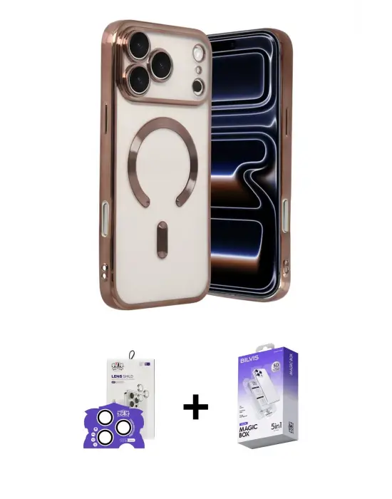 ieg™ iPhone 17 Pro Max Kılıf Nova Işık Özel Seri - Siyah Bilvis 5in1 3D Magic Cam Ekran Koruyucu + Bilvis Titan Kamera Lens - GS