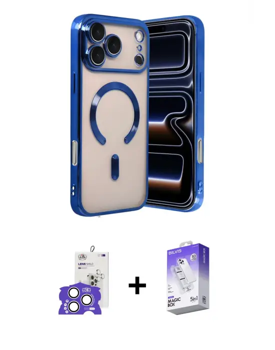ieg™ iPhone 17 Pro Max Kılıf Nova Işık Özel Seri - Siyah Bilvis 5in1 3D Magic Cam Ekran Koruyucu + Bilvis Titan Kamera Lens - GS