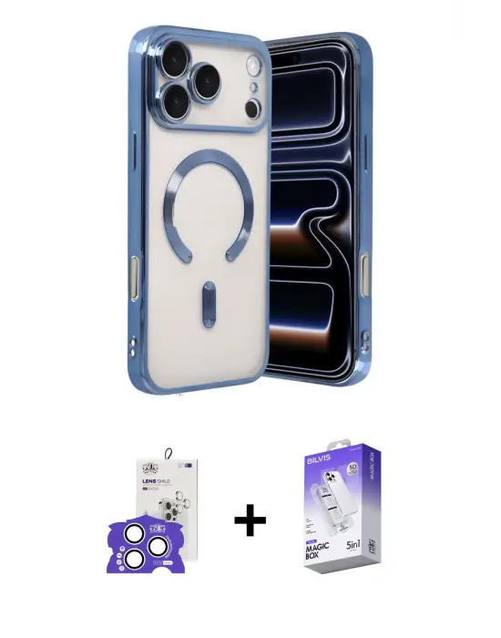 ieg™ iPhone 17 Pro Max Kılıf Nova Işık Özel Seri - Siyah Bilvis 5in1 3D Magic Cam Ekran Koruyucu + Bilvis Titan Kamera Lens - GS