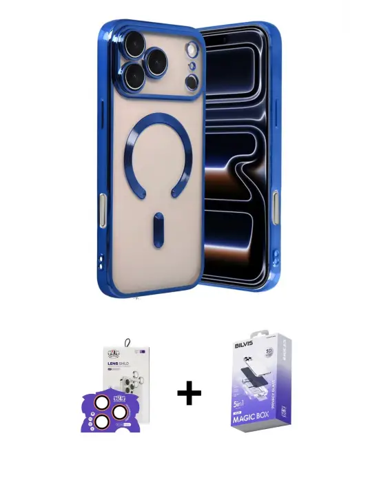 ieg™ iPhone 17 Pro Max Kılıf Nova Işık Özel Seri - Siyah Bilvis 5in1 5D Magic Hayalet Cam Ekran Koruyucu + Bilvis Titan Kamera Lens - TU