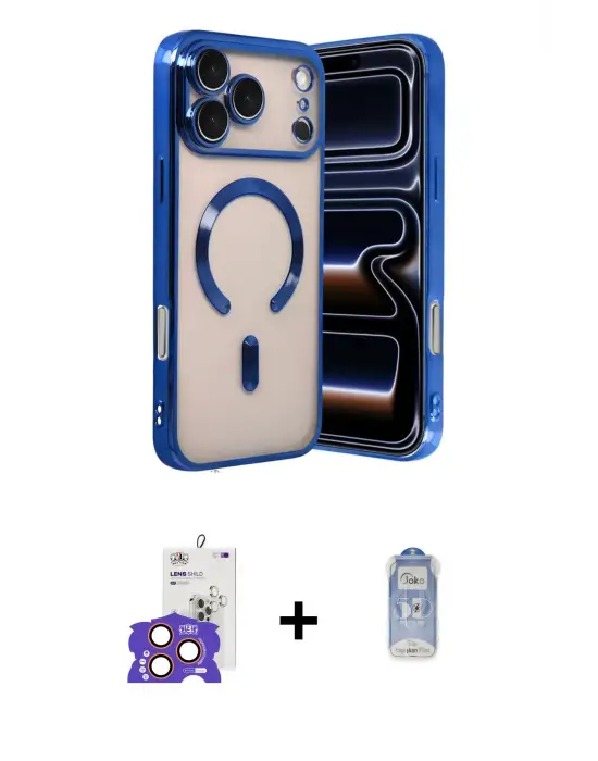 ieg™ iPhone 17 Pro Max Kılıf Nova Işık Özel Seri - Siyah Joko Magic 5D Cam + Bilvis Titan Kamera Lens - TU