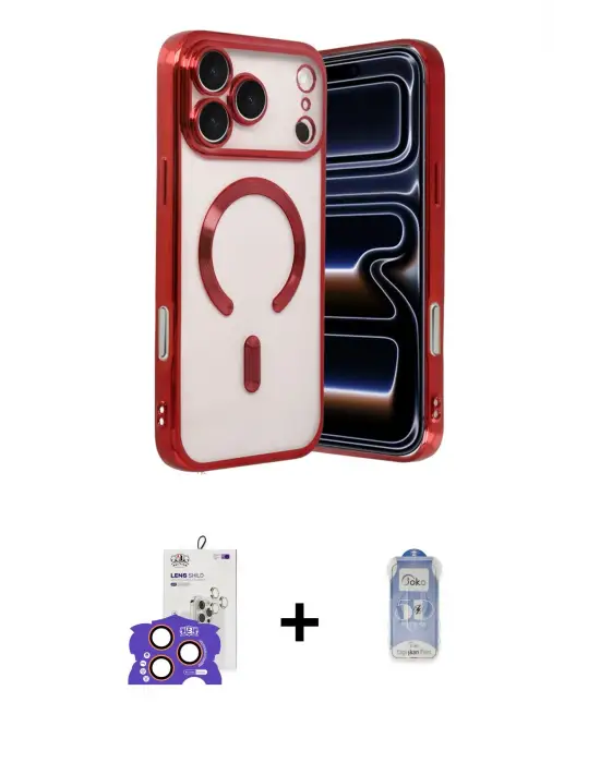 ieg™ iPhone 17 Pro Max Kılıf Nova Işık Özel Seri - Siyah Joko Magic 5D Cam + Bilvis Titan Kamera Lens - TU