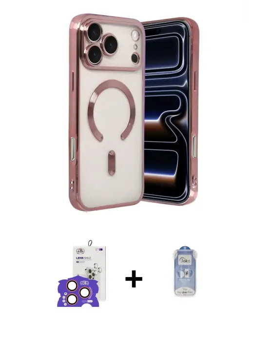 ieg™ iPhone 17 Pro Max Kılıf Nova Işık Özel Seri - Siyah Joko Magic 5D Cam + Bilvis Titan Kamera Lens - TU