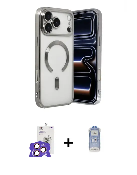 ieg™ iPhone 17 Pro Max Kılıf Nova Işık Özel Seri - Siyah Joko Magic 5D Cam + Bilvis Titan Kamera Lens - TU