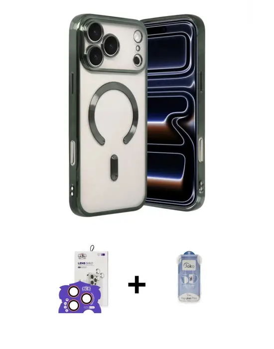 ieg™ iPhone 17 Pro Max Kılıf Nova Işık Özel Seri - Siyah Joko Magic 5D Cam + Bilvis Titan Kamera Lens - TU