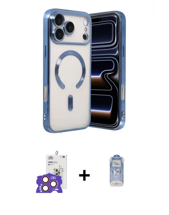 ieg™ iPhone 17 Pro Max Kılıf Nova Işık Özel Seri - Siyah Joko Magic 5D Cam + Bilvis Titan Kamera Lens - TU