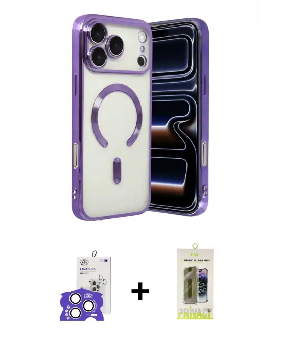 ieg™ iPhone 17 Pro Max Kılıf Nova Işık Özel Seri - Siyah Joko Magic 5D Hayalet Cam + Bilvis Titan Kamera Lens - GS