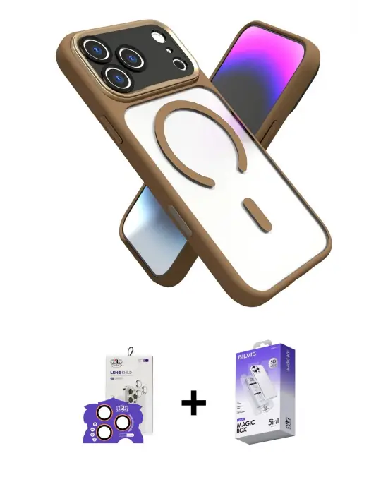 ieg™ iPhone 17 Pro Max Kılıf Nova Yansıma Serisi - Siyah Bilvis 5in1 3D Magic Cam Ekran Koruyucu + Bilvis Titan Kamera Lens - TU