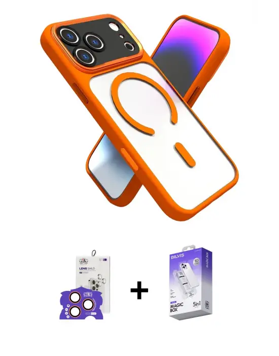 ieg™ iPhone 17 Pro Max Kılıf Nova Yansıma Serisi - Siyah Bilvis 5in1 3D Magic Cam Ekran Koruyucu + Bilvis Titan Kamera Lens - TU