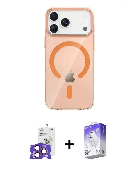 ieg™ iPhone 17 Pro Max Kılıf Pusula Form Özel Seri - Siyah Bilvis 5in1 3D Magic Cam Ekran Koruyucu + Bilvis Titan Kamera Lens - TU