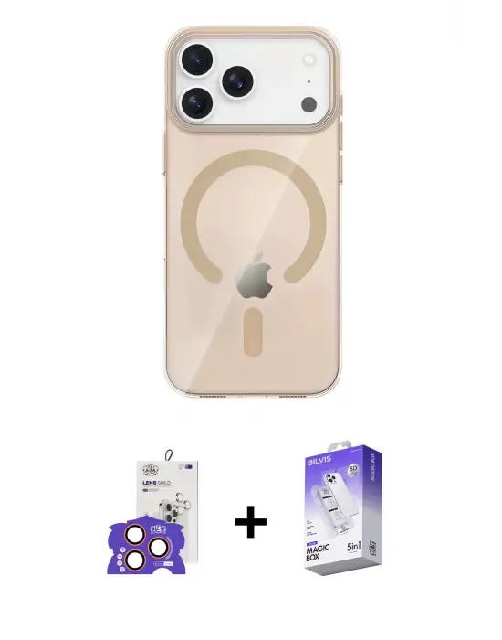 ieg™ iPhone 17 Pro Max Kılıf Pusula Form Özel Seri - Siyah Bilvis 5in1 3D Magic Cam Ekran Koruyucu + Bilvis Titan Kamera Lens - TU