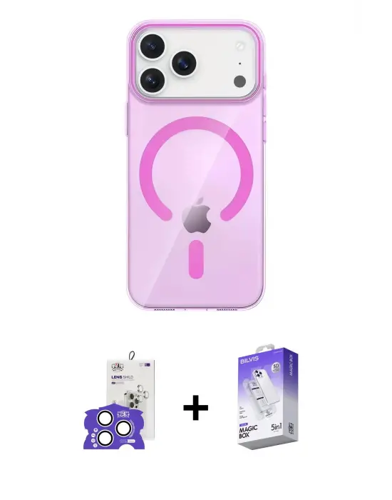 ieg™ iPhone 17 Pro Max Kılıf Pusula Form Özel Seri - Siyah Bilvis 5in1 3D Magic Cam Ekran Koruyucu + Bilvis Titan Kamera Lens - GS