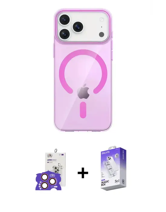 ieg™ iPhone 17 Pro Max Kılıf Pusula Form Özel Seri - Siyah Bilvis 5in1 3D Magic Cam Ekran Koruyucu + Bilvis Titan Kamera Lens - TU