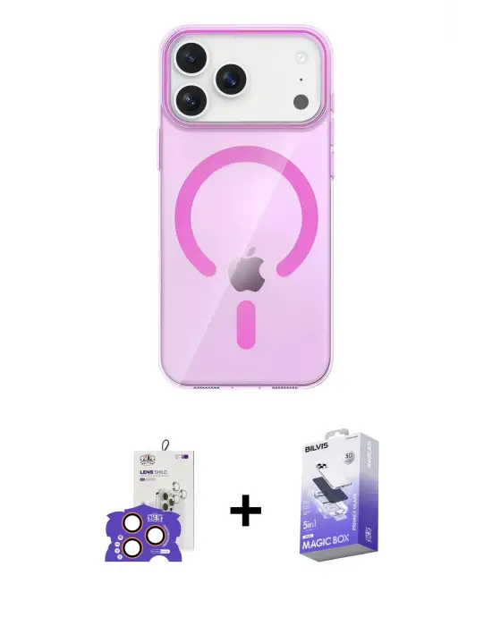 ieg™ iPhone 17 Pro Max Kılıf Pusula Form Özel Seri - Siyah Bilvis 5in1 5D Magic Hayalet Cam Ekran Koruyucu + Bilvis Titan Kamera Lens - TU