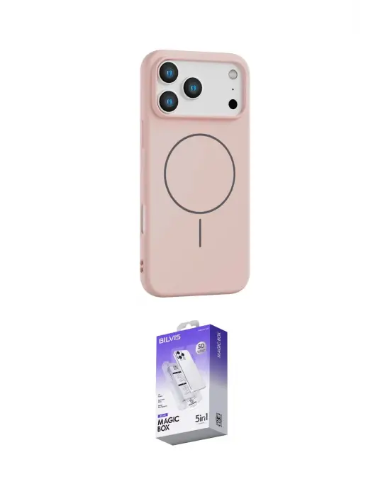 ieg™ iPhone 17 Pro Max Kılıf Yankı Form Serisi - Siyah Bilvis 5in1 3D Magic Cam Ekran Koruyucu