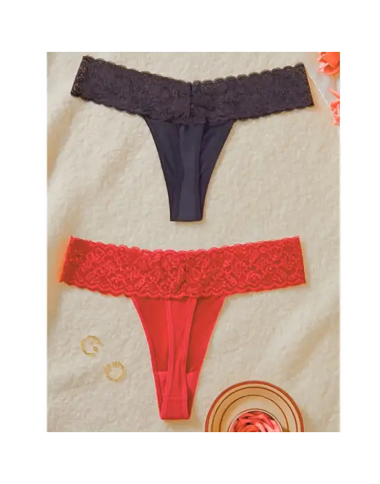 Kadın 2li Dantelli Seksi Tanga IEG0053