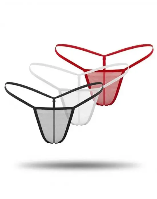 Kadın 3lü Transparan Tül String IEG1304