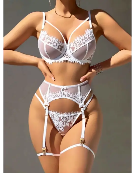 ieg™ Kadın Beyaz Jartiyer Takım 2258