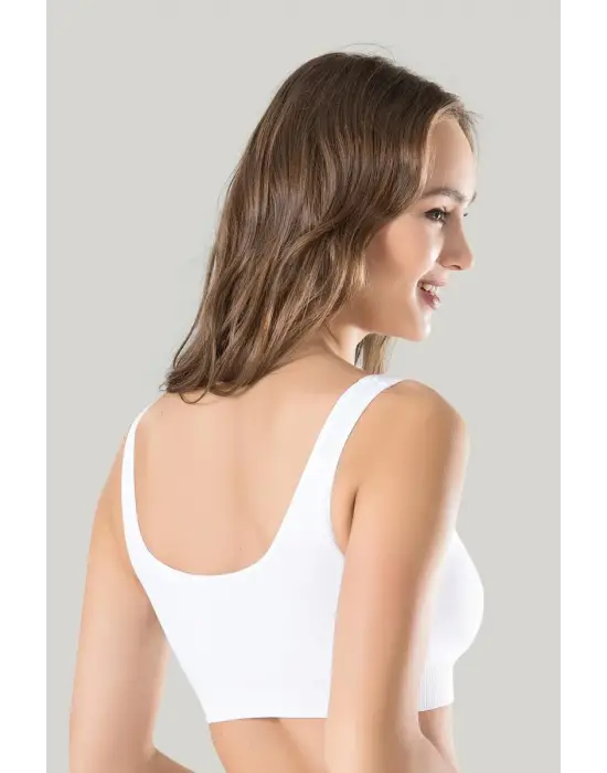 ieg™ Kadın Beyaz Kalın Askılı Çıkarılabilir Pedli Örme Seamless Dikişsiz Basic Büstiyer