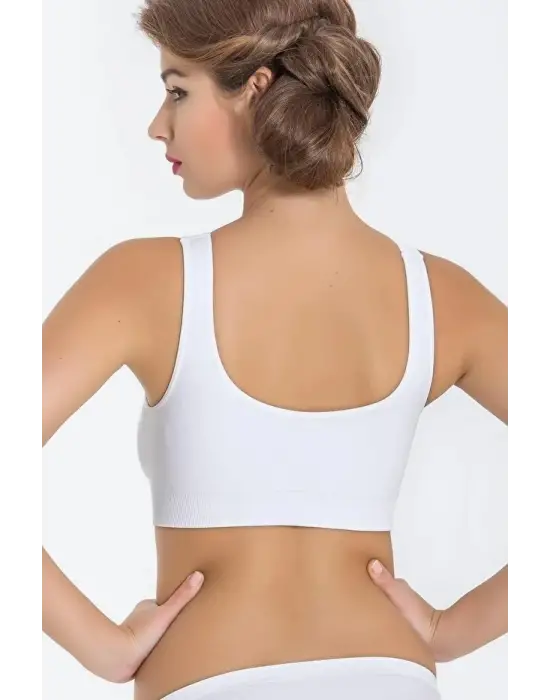 ieg™ Kadın Beyaz Kalın Askılı Çıkarılabilir Pedli Örme Seamless Dikişsiz Basic Büstiyer