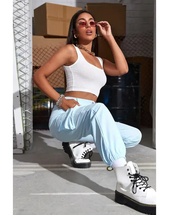 ieg™ Kadın Beyaz Kalın Askılı Crop Top Büstiyer