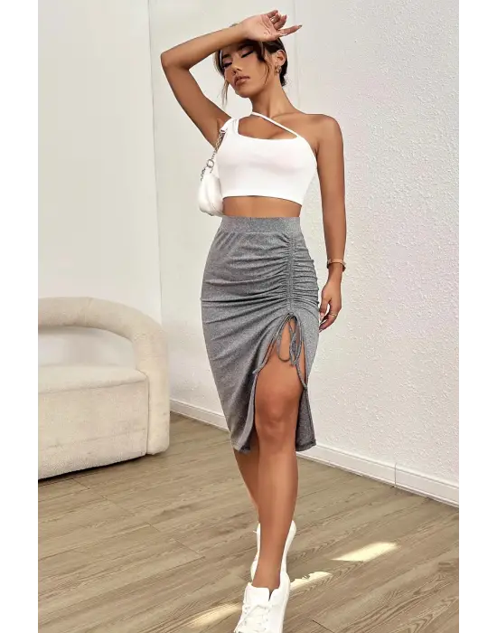 ieg™ Kadın Beyaz Tek Omuzlu Çapraz Askılı Crop Top Büstiyer