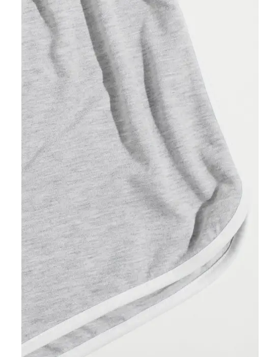 ieg™ Kadın Gri Askılı Crop Top ve Şortlu Gecelik Takım