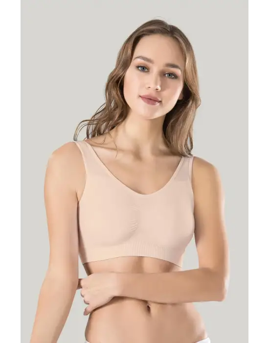 ieg™ Kadın Gri Kalın Askılı Çıkarılabilir Pedli Örme Seamless Dikişsiz Basic Büstiyer