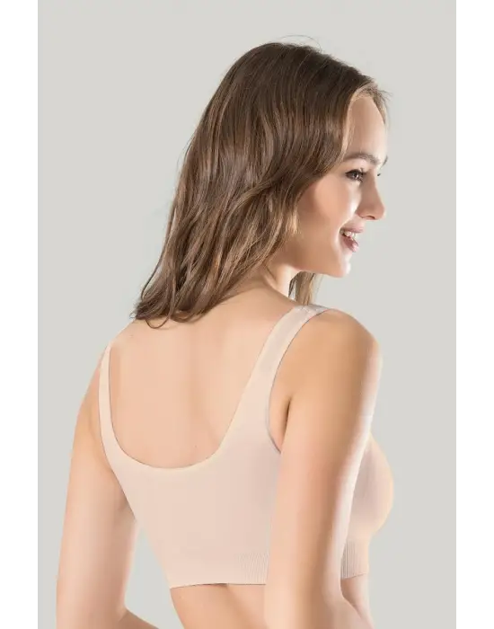 ieg™ Kadın Gri Kalın Askılı Çıkarılabilir Pedli Örme Seamless Dikişsiz Basic Büstiyer