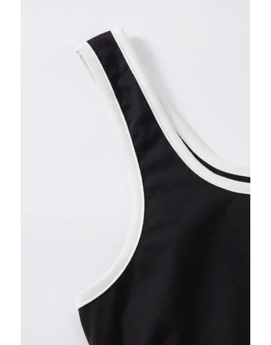 ieg™ Kadın Siyah Askılı Crop Top ve Şortlu Gecelik Takım