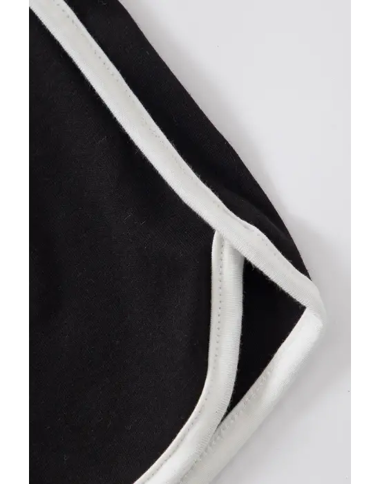 ieg™ Kadın Siyah Askılı Crop Top ve Şortlu Gecelik Takım