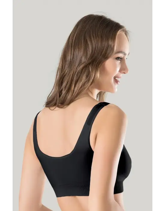 ieg™ Kadın Siyah Kalın Askılı Çıkarılabilir Pedli Örme Seamless Dikişsiz Basic Büstiyer