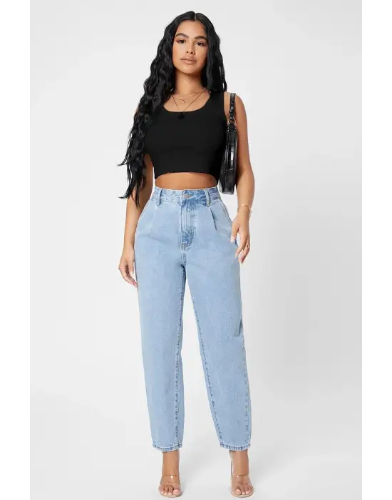 ieg™ Kadın Siyah Kare Yaka Crop Top Bluz