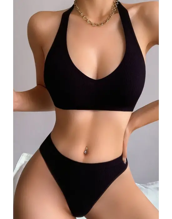ieg™ Kadın Siyah Seamless Tanga Sütyen Takım