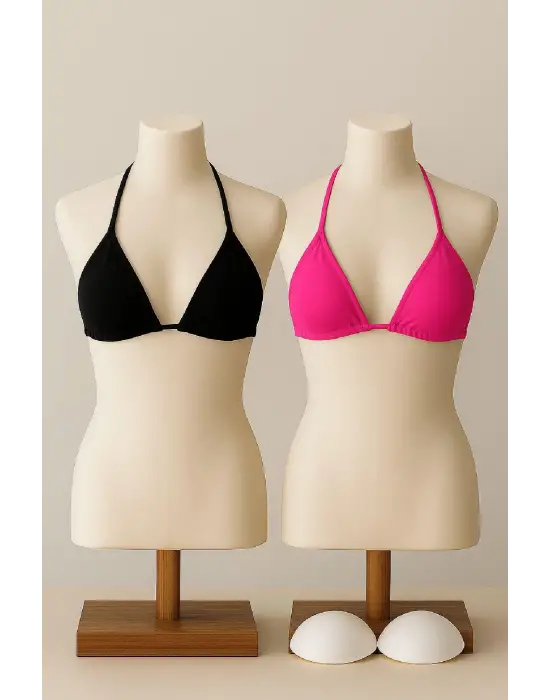ieg™ Kadın Siyah ve Fuşya Minimal Kesim Üçgen Bikini Üstü