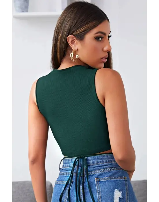 ieg™ Kadın Yeşil Çapraz Bağlamalı Crop Top Büstiyer