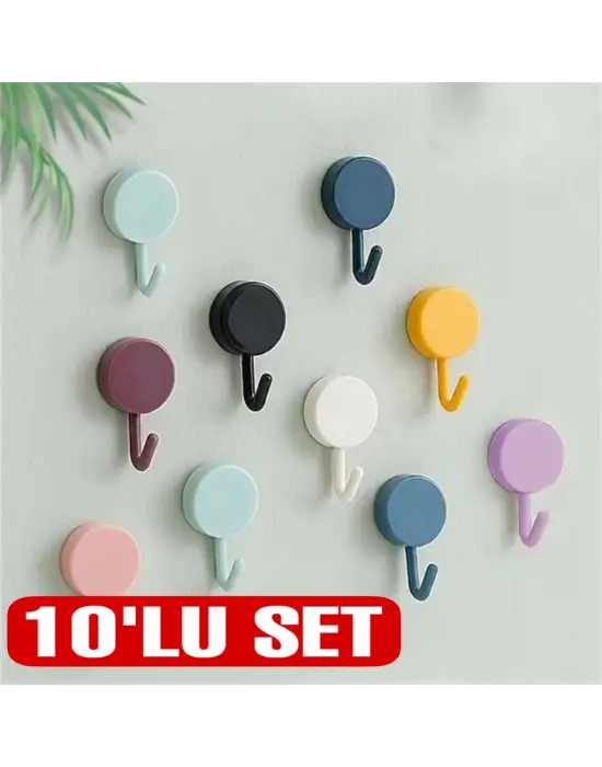 ieg™ Kendinden Yapışkanlı Renkli Duvar Askısı (10lu Set)